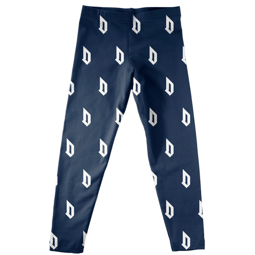 Duquesne University Dukes Vive La Fete Girls Game Day All Over Logo Elastic Waist Classic Play Blue Leggings Tights