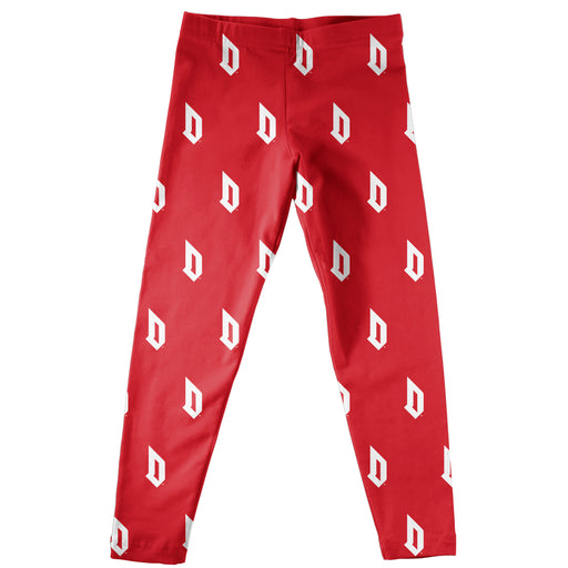 Duquesne University Dukes Vive La Fete Girls Game Day All Over Logo Elastic Waist Classic Play Red Leggings Tights