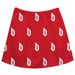Duquesne University Dukes Vive La Fete Girls Game Day All Over Logo Elastic Waist Classic Play Red Skirt