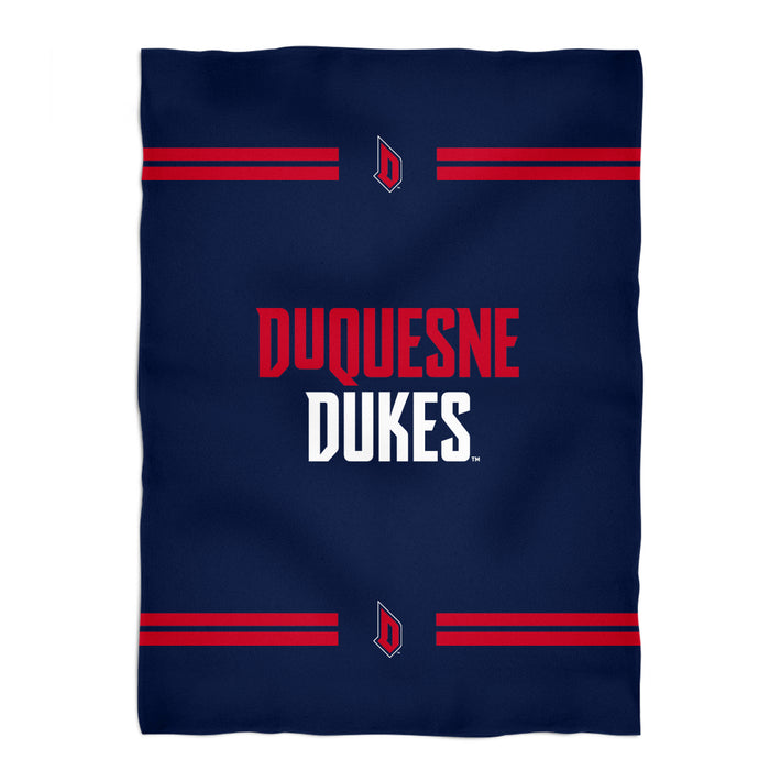 Duquesne Dukes Vive La Fete Game Day Soft Premium Fleece Blue Throw Blanket 40 x 58" Logo and Stripes" - Vive La Fête - Online Apparel Store