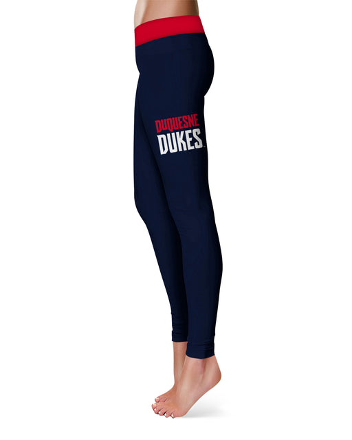 Duquesne Dukes Vive La Fete Game Day Collegiate Logo on Thigh Blue Women Yoga Leggings 2.5 Waist Tights" - Vive La Fête - Online Apparel Store
