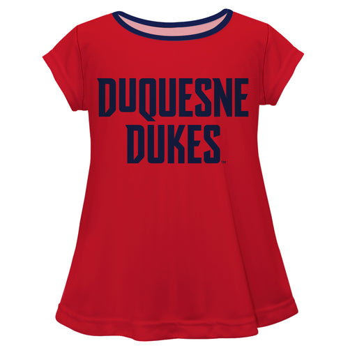 Duquesne Dukes Vive La Fete Girls Game Day Short Sleeve Red Top with School Name - Vive La Fête - Online Apparel Store
