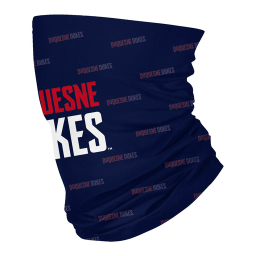 Duquesne University Dukes Vive La Fete All Over Logo Game Day  Collegiate Face Cover Soft 4-Way Stretch Neck Gaiter