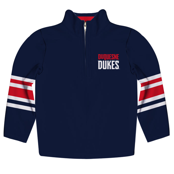 Duquesne Dukes Vive La Fete Game Day Blue Quarter Zip Pullover Stripes on Sleeves - Vive La Fête - Online Apparel Store