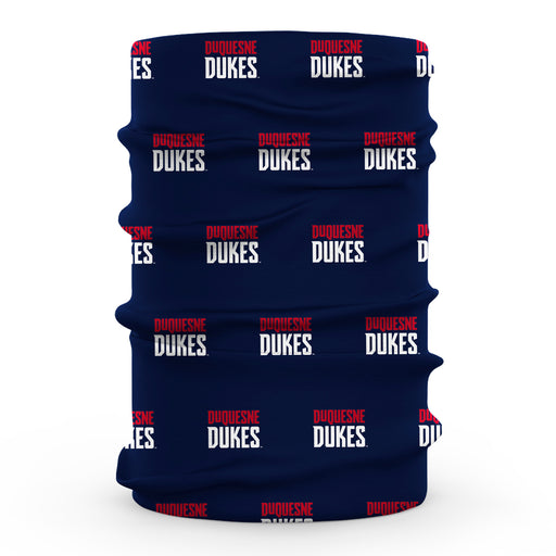 Duquesne Dukes Vive La Fete All Over Logo Game Day Collegiate Face Cover Soft 4-Way Stretch Two Ply Neck Gaiter