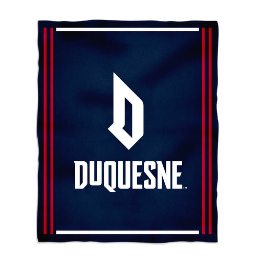 Duquesne Dukes Vive La Fete Kids Game Day Blue Plush Soft Minky Blanket 36 x 48 Mascot