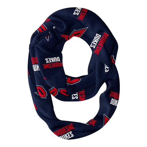 Duquesne Dukes Vive La Fete Repeat Logo Game Day Collegiate Women Light Weight Ultra Soft Infinity Scarf
