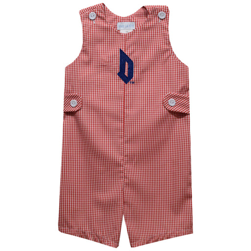 Duquesne Dukes Embroidered Red Cardinal Gingham Boys Jon Jon