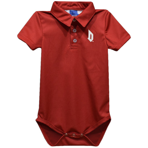 Duquesne Dukes Embroidered Red Solid Knit Polo Onesie