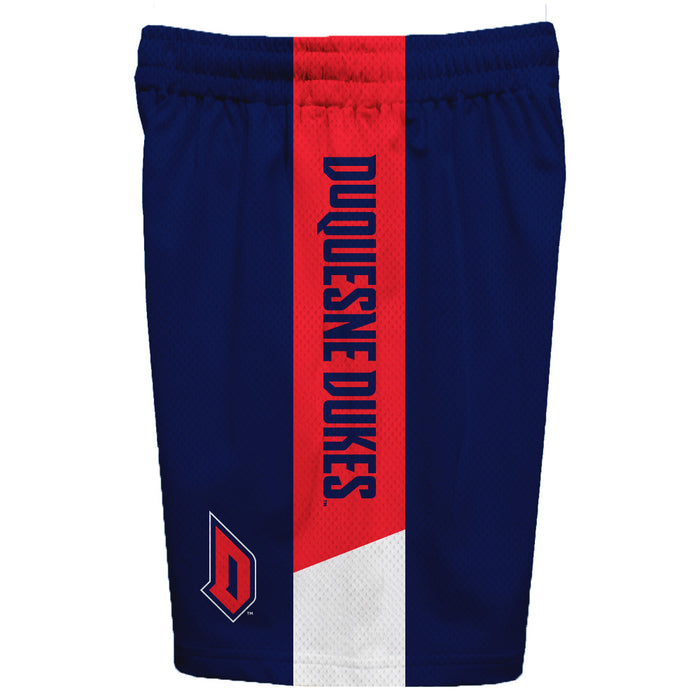 Duquesne Dukes Vive La Fete Game Day Blue Stripes Boys Solid Red Athletic Mesh Short - Vive La Fête - Online Apparel Store