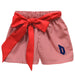Duquesne Dukes Embroidered Red Cardinal Gingham Girls Short with Sash
