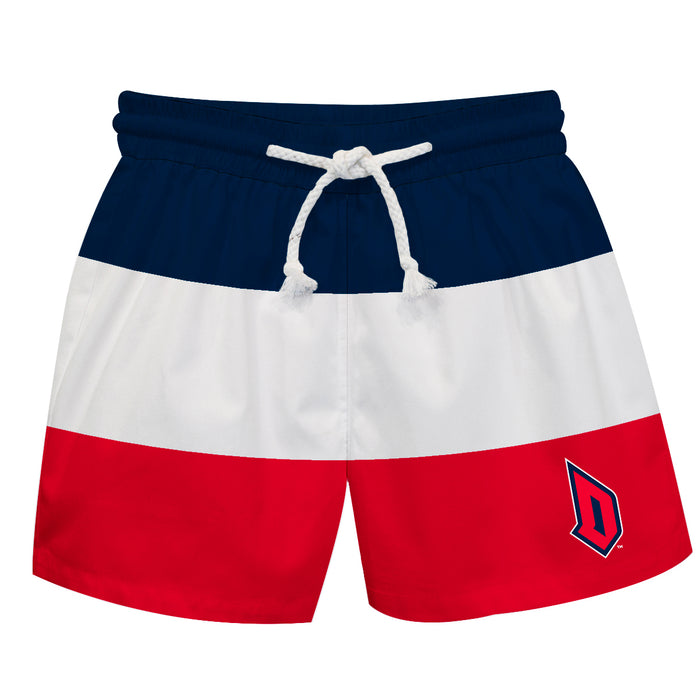 Duquesne Dukes Vive La Fete Blue White Red Stripes Swimtrunks V1