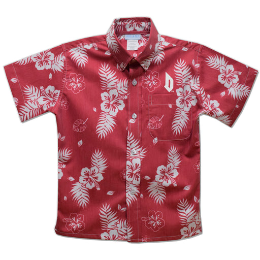 Duquesne Dukes Red Hawaiian Short Sleeve Button Down Shirt