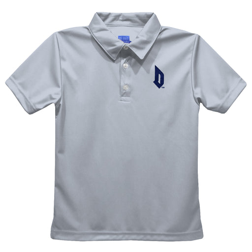 Duquesne Dukes Embroidered Gray Short Sleeve Polo Box Shirt
