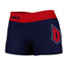 Duquesne Dukes Vive La Fete Logo on Thigh & Waistband Blue Red Women Yoga Booty Workout Shorts 3.75 Inseam