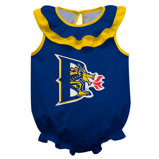 Drexel University Dragons Blue Sleeveless Ruffle Onesie Logo Bodysuit by Vive La Fete
