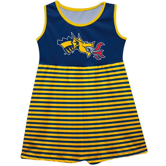 Drexel University Dragons Vive La Fete Girls Game Day Sleeveless Tank Dress Solid Blue Logo Stripes on Skirt - Vive La Fête - Online Apparel Store