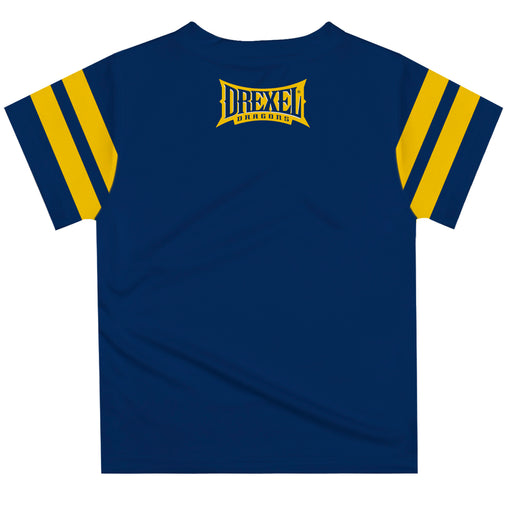 Drexel University Dragons Vive La Fete Boys Game Day Blue Short Sleeve Tee with Stripes on Sleeves - Vive La Fête - Online Apparel Store