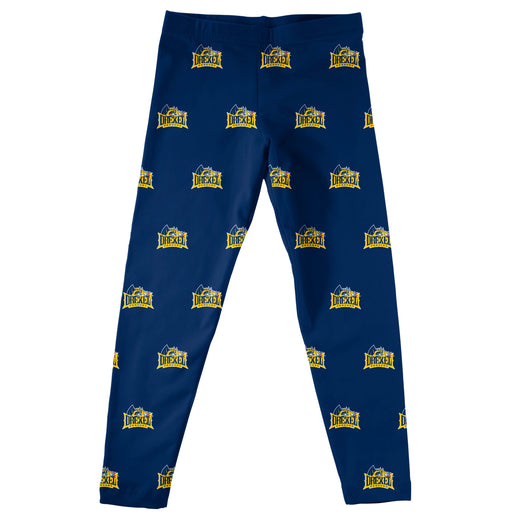 Drexel University Dragons Vive La Fete Girls Game Day All Over Logo Elastic Waist Classic Play Blue Leggings Tights - Vive La Fête - Online Apparel Store