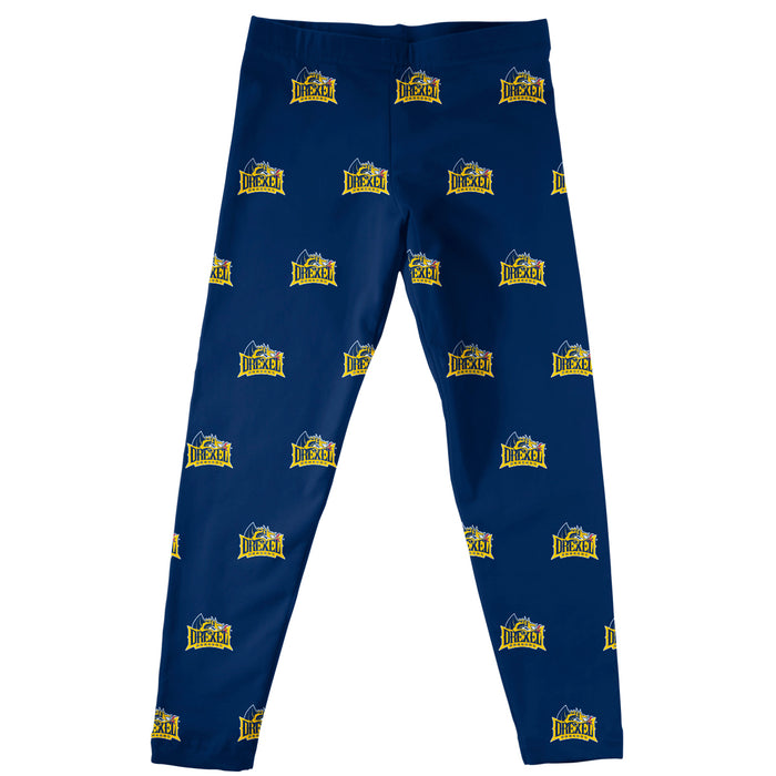 Drexel University Dragons Vive La Fete Girls Game Day All Over Logo Elastic Waist Classic Play Blue Leggings Tights - Vive La Fête - Online Apparel Store