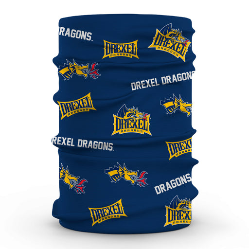 Drexel Dragons Vive La Fete All Over Logo Game Day Collegiate Face Cover Soft 4 Way Stretch Neck Gaiter - Vive La Fête - Online Apparel Store