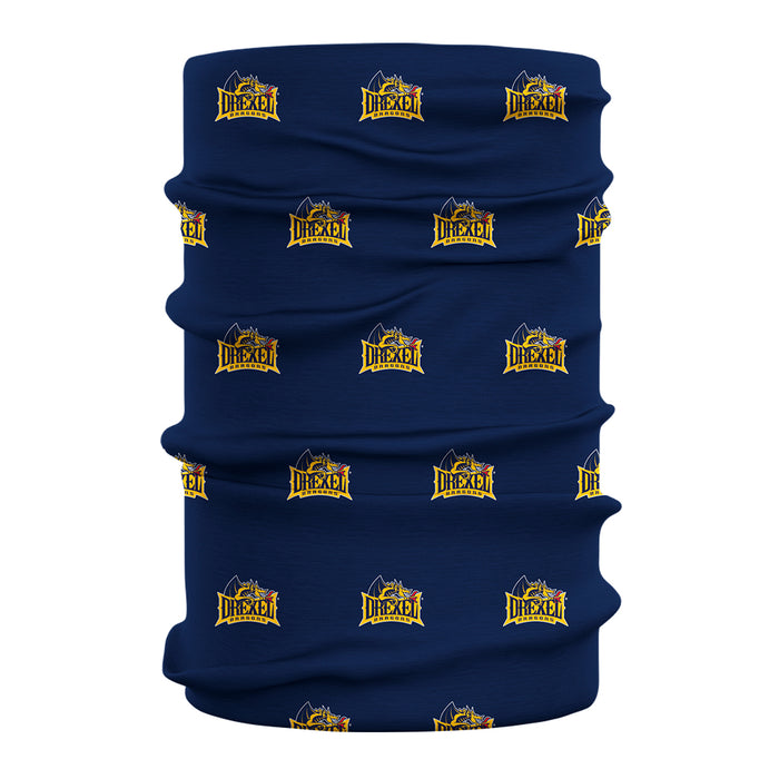 Drexel Dragon Vive La Fete All Over Logo Game Day Collegiate Face Cover Soft 4-Way Stretch Two Ply Neck Gaiter - Vive La Fête - Online Apparel Store