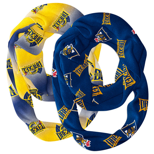 Drexel Dragon Vive La Fete All Over Logo Game Day Collegiate Women Set of 2 Light Weight Ultra Soft Infinity Scarfs