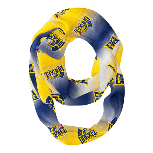 Drexel Dragon Vive La Fete All Over Logo Game Day Collegiate Women Ultra Soft Knit Infinity Scarf