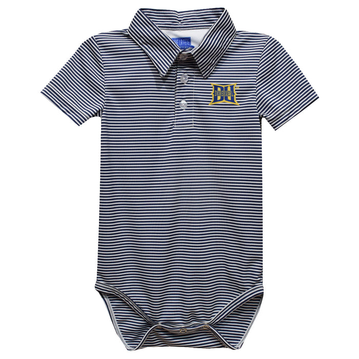 Drexel University Dragons Embroidered Navy Stripe Knit Polo Onesie