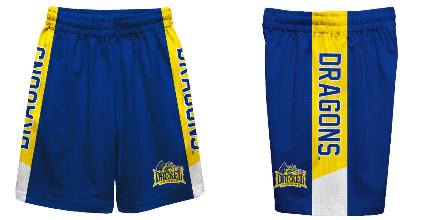 Drexel Dragon Vive La Fete Game Day Blue Stripes Boys Solid Gold Athletic Mesh Short - Vive La Fête - Online Apparel Store