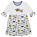 Drexel University Dragons 3/4 Sleeve Solid White Repeat Print Hand Sketched Vive La Fete Impressions Artwork on Skirt