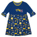 Drexel University Dragons 3/4 Sleeve Solid Blue Repeat Print Hand Sketched Vive La Fete Impressions Artwork on Skirt