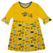 Drexel University Dragons 3/4 Sleeve Solid Gold Repeat Print Hand Sketched Vive La Fete Impressions Artwork on Skirt
