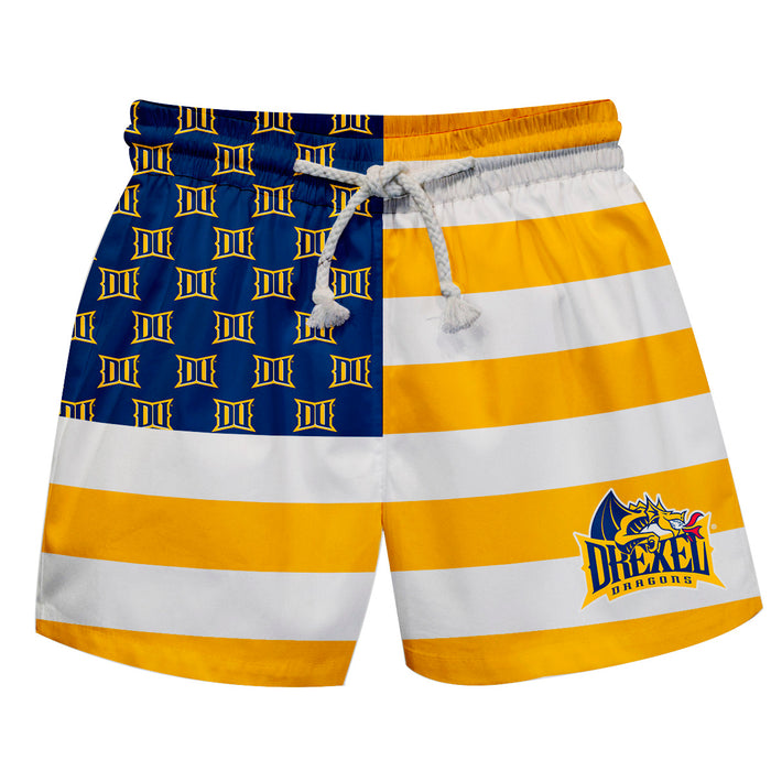 Drexel Dragon Vive La Fete Game Day Gold White Blue Flag Swimtrunks V1