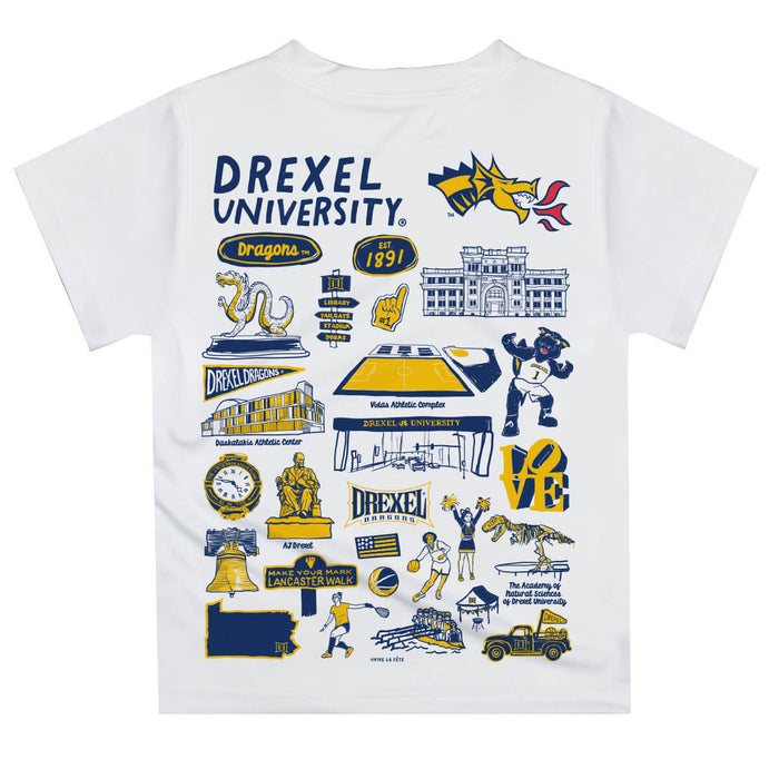 Drexel University Dragons Hand Sketched Vive La Fete Impressions Artwork Boys Gold Short Sleeve Tee Shirt - Vive La Fête - Online Apparel Store