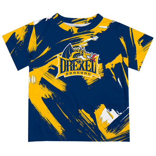 Drexel University Dragons Vive La Fete Boys Game Day Blue Short Sleeve Tee Paint Brush