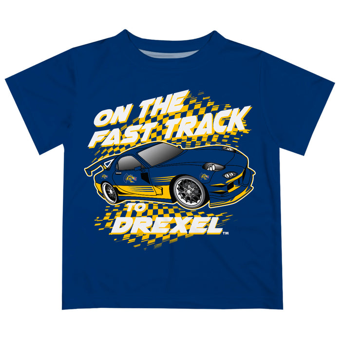 Drexel University Dragons Vive La Fete Fast Track Boys Game Day Blue Short Sleeve Tee