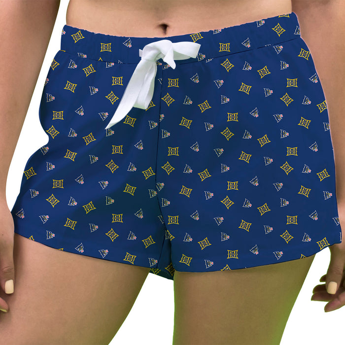 Drexel Dragon Vive La Fete Game Day All Over Logo Women Blue Lounge Shorts