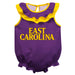 East Carolina Pirates Purple Sleeveless Ruffle Onesie Logo Bodysuit by Vive La Fete