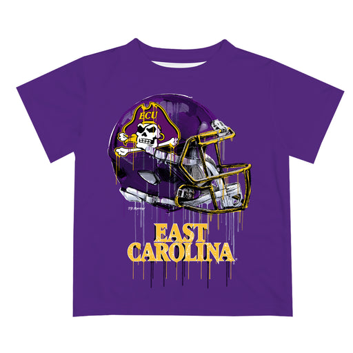 East Carolina Pirates Original Dripping Football Helmet Purple T-Shirt by Vive La Fete