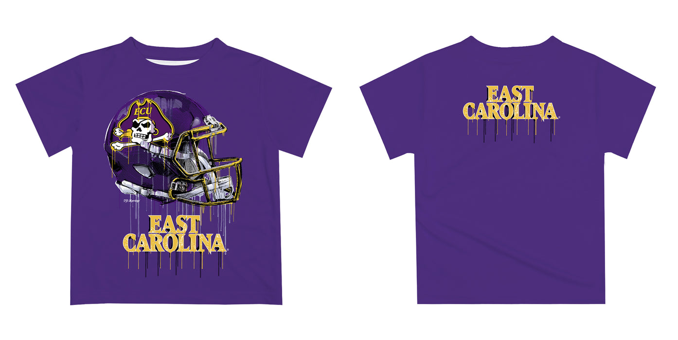 East Carolina Pirates Original Dripping Football Helmet Purple T-Shirt by Vive La Fete - Vive La Fête - Online Apparel Store