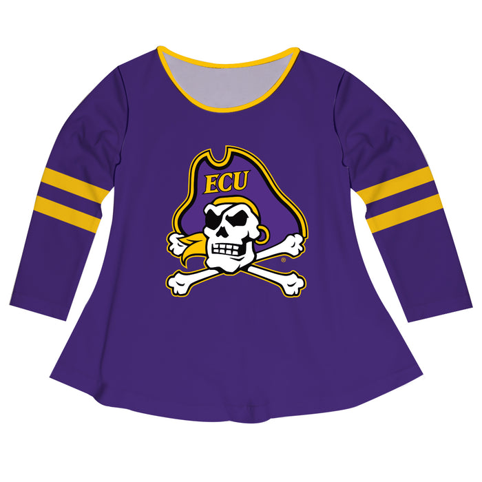 East Carolina Pirates Big Logo Purple Stripes Long Sleeve Girls Laurie Top - Vive La Fête - Online Apparel Store