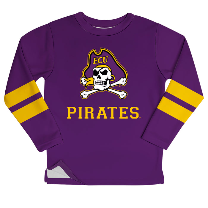 East Carolina Pirates Stripes Purple Long Sleeve Fleece Sweatshirt Side Vents - Vive La Fête - Online Apparel Store