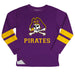 East Carolina Pirates Stripes Purple Long Sleeve Fleece Sweatshirt Side Vents - Vive La Fête - Online Apparel Store