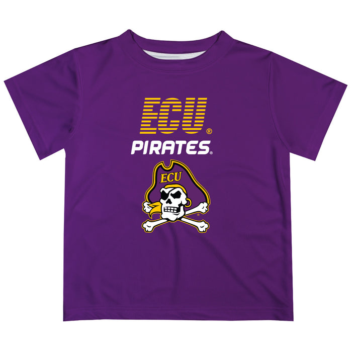 East Carolina Pirates Solid Stripped Logo Purple Short Sleeve Tee Shirt - Vive La Fête - Online Apparel Store