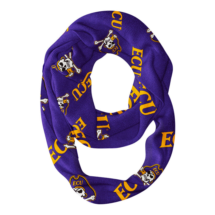 East Carolina Pirates Vive La Fete Repeat Logo Game Day Collegiate Women Light Weight Ultra Soft Infinity Scarf
