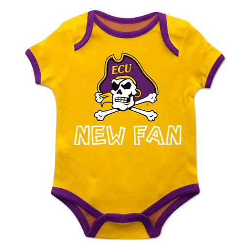 East Carolina Pirates Vive La Fete Infant Gold Short Sleeve Onesie New Fan Logo and Mascot Bodysuit