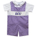 East Carolina Pirates Smocked Purple Gingham Jon Jon and Short Sleeve White Shirt