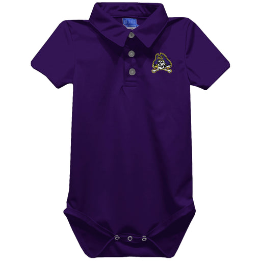 East Carolina Pirates Embroidered Purple Solid Knit Polo Onesie