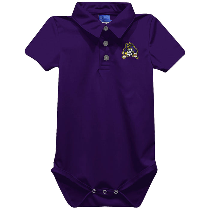 East Carolina Pirates Embroidered Purple Solid Knit Polo Onesie